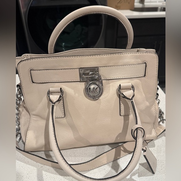 Michael Kors Cream Satchel with Silver Accents - Picture 1 of 10